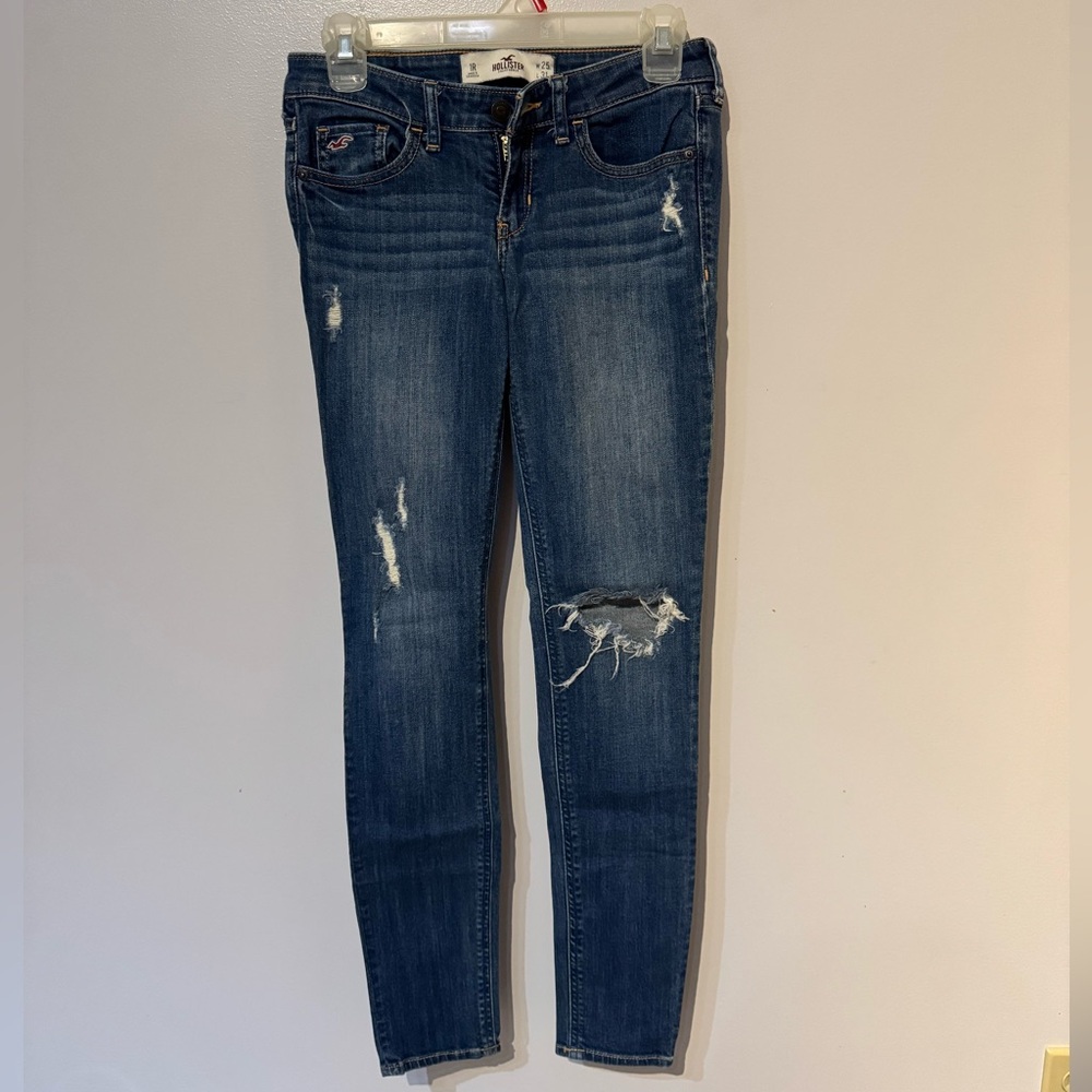 Hollister Dark Blue Distressed Skinny Jeans